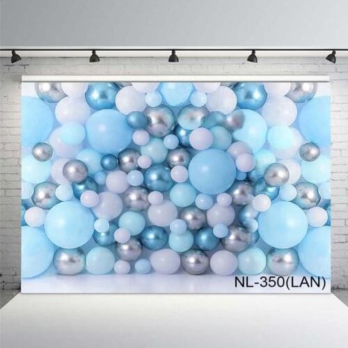 Blue Balloons Wall Backdrop Girl Children 1st Birthday Cake Smash Background Pink Balloon Kids Portrait Photography Photo Shoot