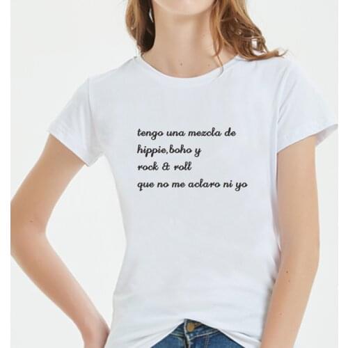 Hipster T-shirts Funny Spanish Phrase básico camiseta mujer Short sleeve Print Graphic t-shirt for lady clothes tee