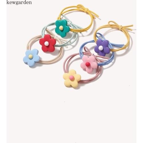 Kewgarden Colorful Resin Flower Elastic Hair Bands Girls Ponytail Hair Rope Scrunchies Hair Ring Headwear Hair Accessories 20Pcs