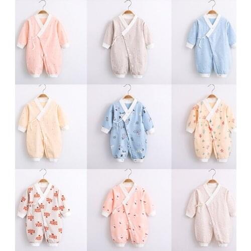 New Baby One-Piece Suit Cotton Boneless Newborn Bottoming Autumn Clothes Romper Climbing Clothes 0-1 Baby Clothes Jumpsuit Belt