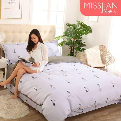 Grey 100% Cotton Four Piece Set Bedding Set Sheet Pillowcase Quilt Cover Simplicity bed sets 4pc