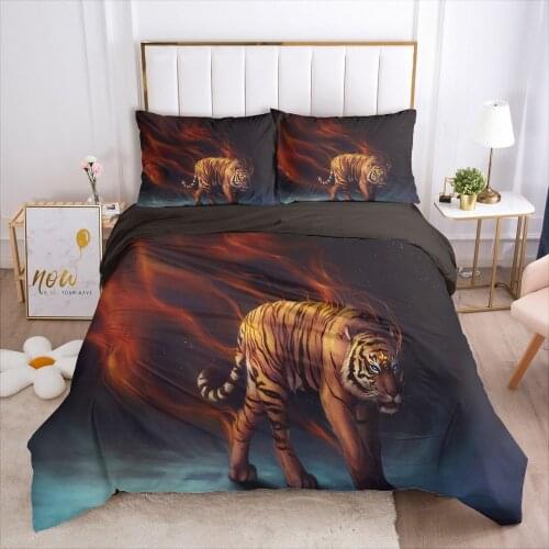 3D Tiger Bedding Sets Quilt Covers Pillow Shams Duvet Cover Sets Bed Linens Queen Double Single Size Animal Design Bedclothes