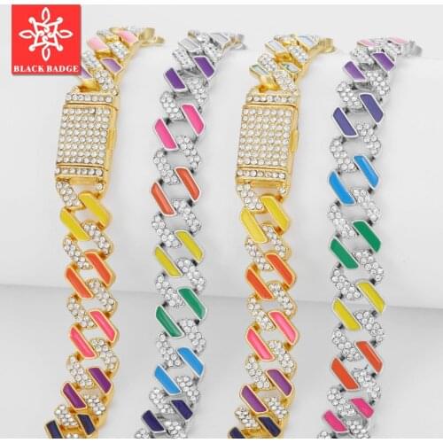 Colorful Choker Miami Curb Cuban Link Iced Out Chain Necklace Long Figaro Rapper Necklaces Accessories Men/Women Jewelry