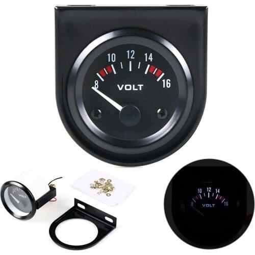2 Inch 52mm Mechanical Voltmeter White LED Automatic Voltmeter Round Mechanical Analog Voltmeter Car Modified Instrument 8-16V
