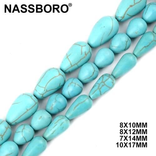 Fashion Drop Shape Blue Natural Stone Beads Loose Spacer Beads For Jewelry Making 15" Diy/Handmade Bracelet Necklace NASSBORO