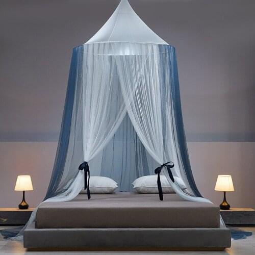 4 Colors European Style Hung Dome Mosquito Net for Double Bed Mesh Fabric Home Bedroom Baby Adults Floor Canopy Mosquito Net