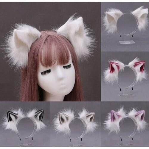 Plush Animal Ears Metal Hair Hoop Handmade High Grade Headband Female Fashion Cosplay Hair Accessories Fox Cat Ears Hairband