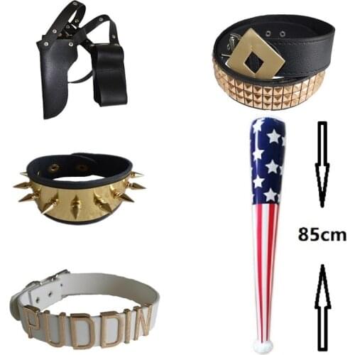 Suicide Cosplay Squad Quinn Monster Bracelet Belt necklace Gloves Accessories Full Set Wig Harley