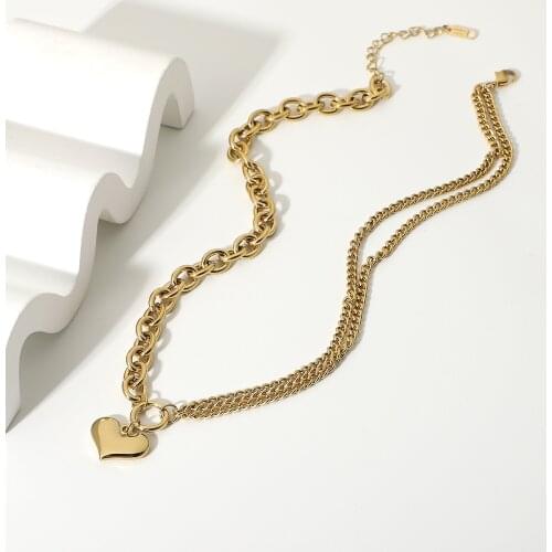 ZN Fashion Asymmetric OT Necklace for Women Splicing Chain Gold Color Double Layer Choker Chain Necklaces Jewelry Party Gift