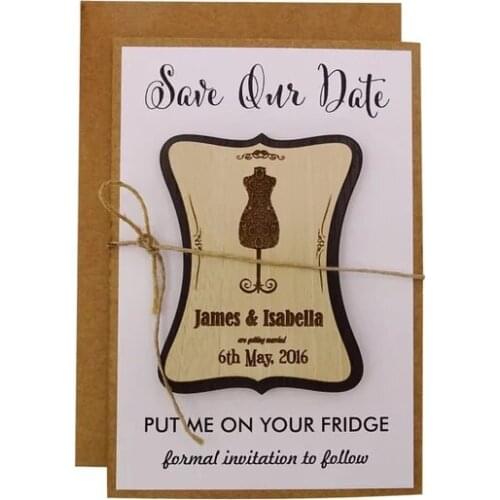 Personalized names date engraved Wooden Card save the date Wedding invitations Magnets,Custom Wood Engraved Magnets