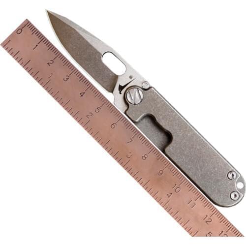 NAITHAWK TAX Pocket Gift Titanium Handle D2 Stonewashed Blade Mini Lightweight EDC Outdoor Camping Folding Knives
