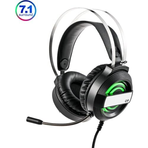Professional Gaming Headset with Microphone RGB Light Surround Stereo Sound Wired Game Headphones for PC Computer Xbox One PS4