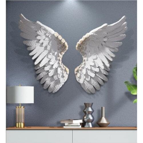 Nordic Luxury Resin Wings Feather Wall Murals Home Livingroom Background Wall Sticker Crafts Hotel Porch Wall Hanging Decoration