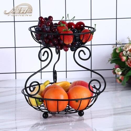 Modern living room creative iron fruit basket home double-layer fruit plate multi-layer dry fruit plate snack basket