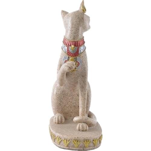 Sandstone Bastet Statue Egyptian Cat God Figurine Cat Ancient Egypt Natural Sandstone Craft Sculpture Home Desk Decor B