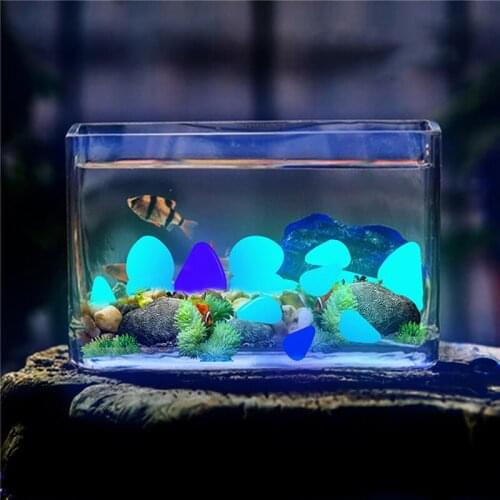 LED Fish Tank Pebbles Luminous Stone Artificial Eucalyptus Pebble Nice Glow In The Dark Non-toxic Pebbles Fish Tank Decorations