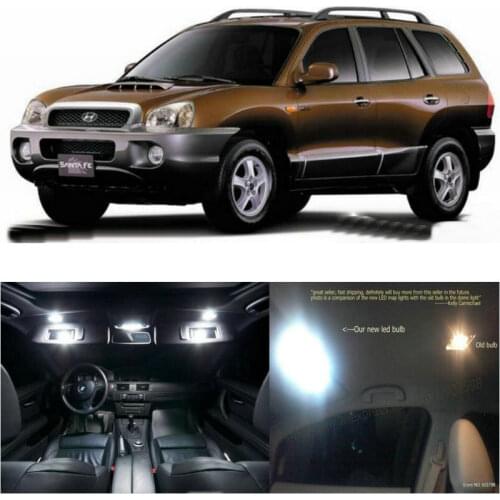 LED Interior Car Lights For Hyundai santa fe old room dome map reading foot door lamp error free 9pc