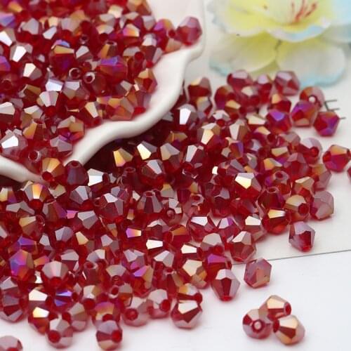 TianBo 4mm 1000pcs AAA Bicone Upscale Austria Dark Red crystal AB Colour plating Loose bead bracelet Jewelry Mak Accessories DIY