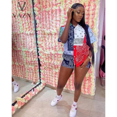 VAZN 20201 Hot Plus Size Vintage Chiffon Shirts Retro Young Overalls Daily Casual Short Sleeve Women Slim Regular Shirts