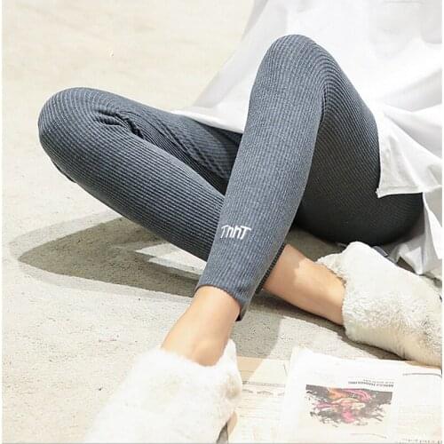 Spring and summer new pitted threaded cotton stretch leggings womens slim slimming TT foot pants