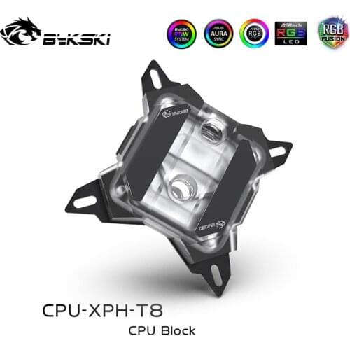 Bykski CPU Water Block use for INTEL LGA1150 1151 1155 1156 2011 X99 Transparent RGB support 5V 3PIN GND Header to Motherboard