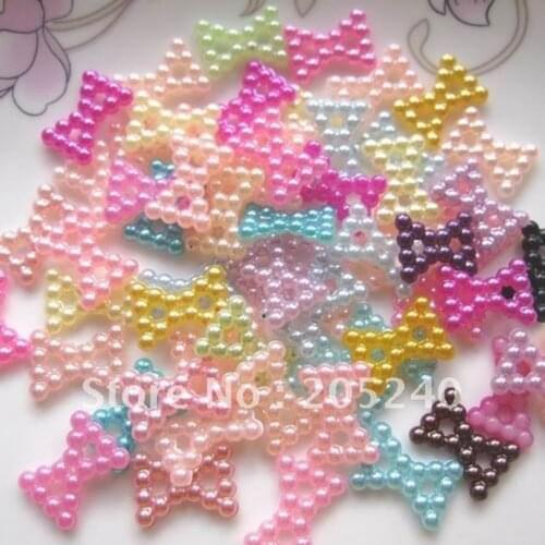 Jewelry Materials For DIY Decoration Mixed Colors(1000pcs/Bag) 11mm Cute Flat Back Pearl Bow