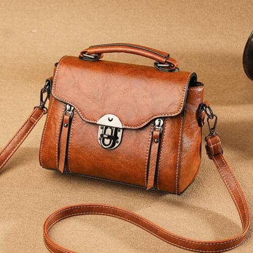 Womens Bag Vintage PU Leather Crossbody Shoulder Bags Solid Color Female Bag Casual Womens Luxury Bags Small Shopper Handbags