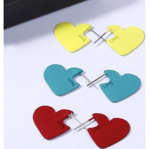 Korean Metal Heart Love Stud Earrings For Women Trendy Cute Creative Earrings Jewelry Fashion Accessories New