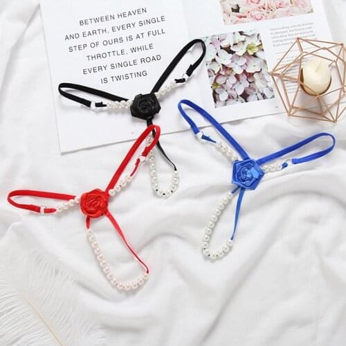 Women Sexy Pearl Panties Lingerie C String Flower Thongs G String Underwear Panties Briefs