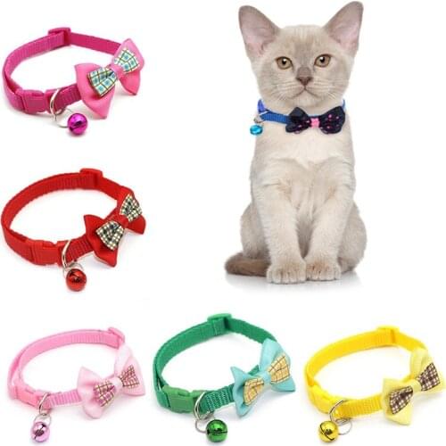 1pc Candy Color Adjustable Bow Tie Bell Bowknot Sale Collar Necktie Puppy Kitten Dog Cat Pet