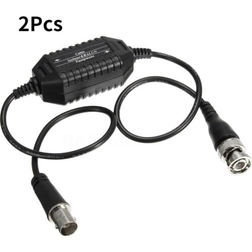 2Pcs Coaxial Video Ground Loop Isolator Balun BNC Male to Female for CCTV Camera