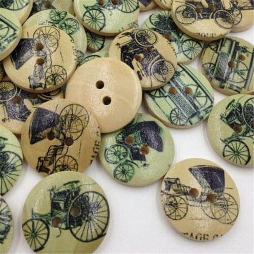 25/50pcs Classical Cars Wood Buttons 20mm Sewing Craft 2 Holes Wholesales WB283
