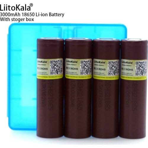 4PCS Liitokala original HG2 3000mAh 3.7V 18650 Lithium Battery continuous discharge 20A dedicated electronic battery+stoger box