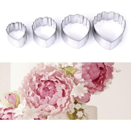 4PCS Sugar Baking Mold Peony Flowers Cake Fondant Plunger Cutter Decorating Mold Kitchen Tool Cake Decorating Tool Fast delivery