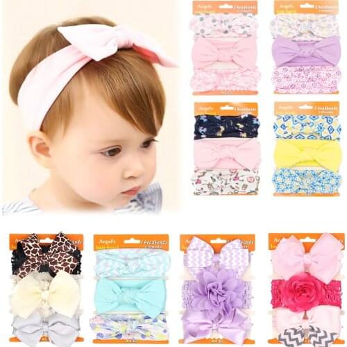 0-2 Years Baby Girl Headbands 3pcs Toddler Baby Flower Hair Accessories Cute Bow Headband for Newborns Baby Hair Accessories