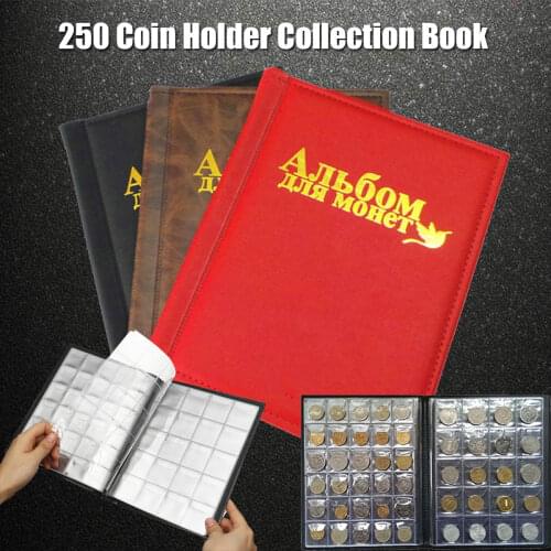 10 Page 250 Coins Holder Collection Album PU Storage Collecting Money Penny Pockets Album Book Collectibles 3 Colors