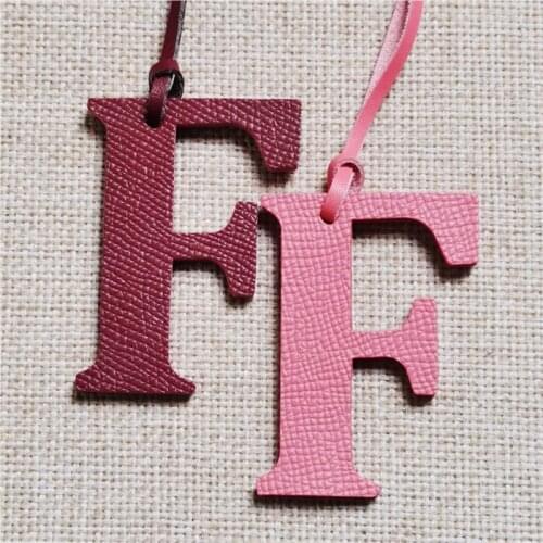 English Letter F Alphabet Cowhide Pu Leather Name Initial Capital Keychain Pendant Ladies Women Bag Accessories Charm