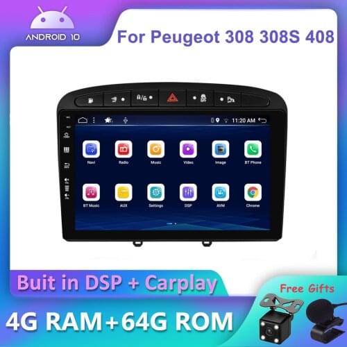 Bosion Android 10.0 DSP CarPlay Car DVD Radio Multimedia Player For Peugeot 308 308S 408 2 din GPS Navigation DSP IPS