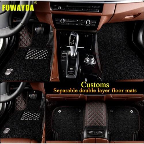 Free shipping Luxury Double layer fabric car floor mats for Mercedes Benz A C W204 W205 W211 W212 W213 S class CLA GLC ML GLE GL