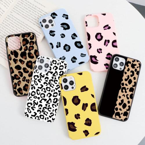 Leopard Print Phone Case For iPhone 12 11 Pro Max XR X XS Max 5 6 7 8 Plus Candy Color Back Cover For iPhone11 12Mini SE2 Fundas