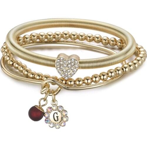 Flower Heart Crystal Charm Bracelets Set for Women Female 2021 Snake Beads Chain Bracelets Bangles Gold Jewelry 2021