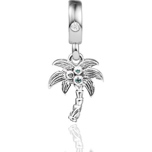 DIY Fits for Pandora Charms Bracelets Palm Tree & Coconuts Beads 100% 925 Sterling-Silver-Jewelry Free Shipping