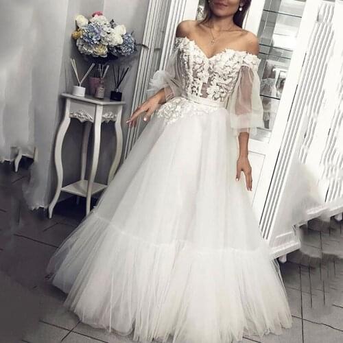 Puff Sleeve Long Bridal Dresses Appliques Lace Wedding Gown Sweetheart Eightree Princess Wedding Dress Vestido De Noiva