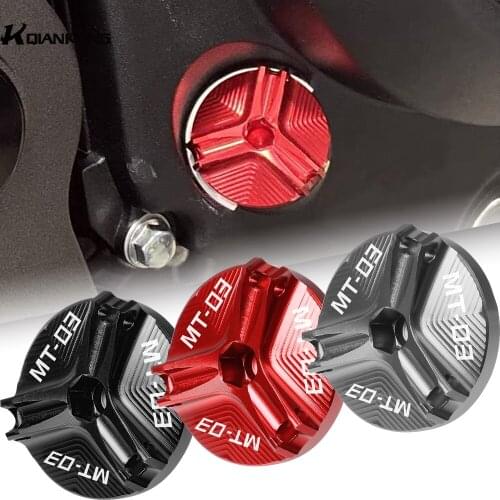 For Yamaha MT-03 MT03 2016-2019 Motorcycle Accessories Engine Oil Filter Cup Plug Aluminum Cover Screw Logo With MT03 2018 2017