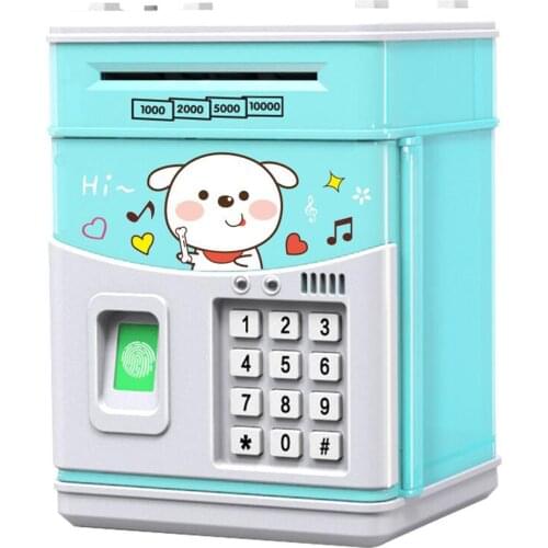 Electronic Piggy Bank MINI ATM Saving Box with Password Simulated Fingerprint Money Bank for Cash Coins Auto Scroll Paper Box