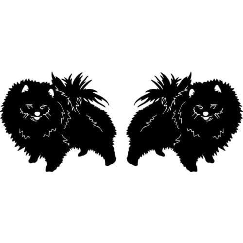 LLY-0138 1 Pair of Pomeranian Dog Cute Animal Modeling Car Sticker PVC Cars Accessories Fashion Rear View Mirror Decals Decor