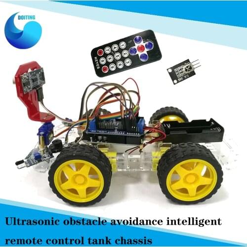 IR Control Tracking Obstacle Avoidance 4WD Robot Car Chassis Kit for Arduino with UNO R3 Board+Motor Drive Shield Board DIY RC
