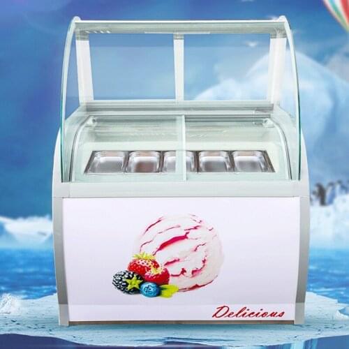 Commercial Hard Ice Cream Display Cabinet Stainless Steel Curved Popsicle Showcase