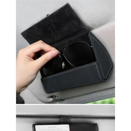 Leather Glasses Box Clip on Car Sun Visor Sunglasses Case Organizer Sunglasses Holder Storage Pockets Ensure Safety Driving