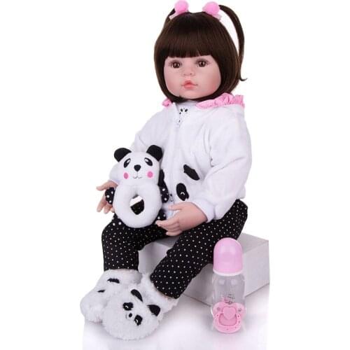 Bebe reborn toddler baby dolls 24" 60cm soft silicone vinyl reborn babies doll toys gift panda style